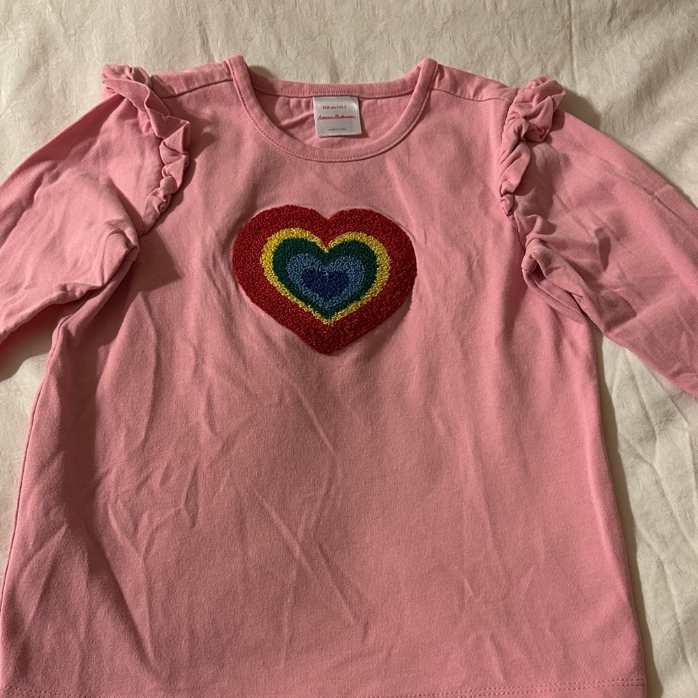 Hanna Andersson Pink Long Sleeve with colorful Heart appliqué